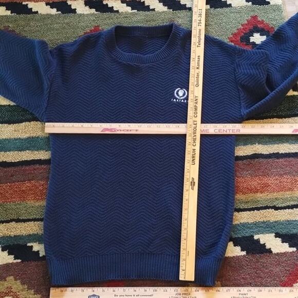 Caesars Palace Casino Vintage Old Money Preppy Navy Blue Textured Knit Sweater * - Picture 8 of 10